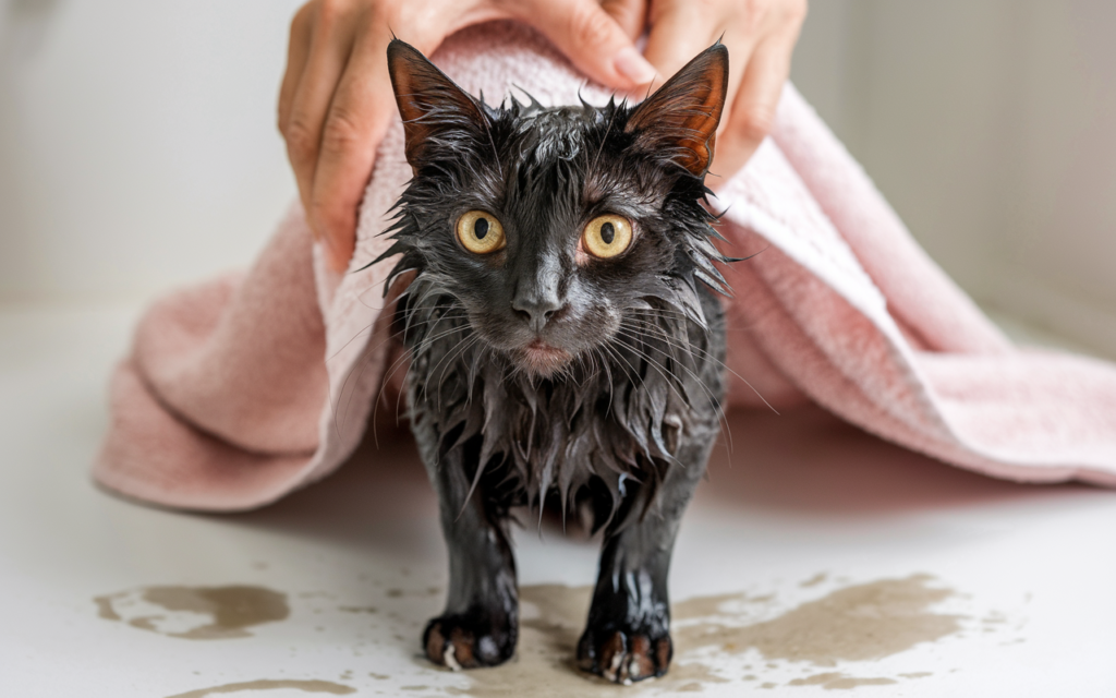 Kot w kąpieli. Kiedy to konieczne?